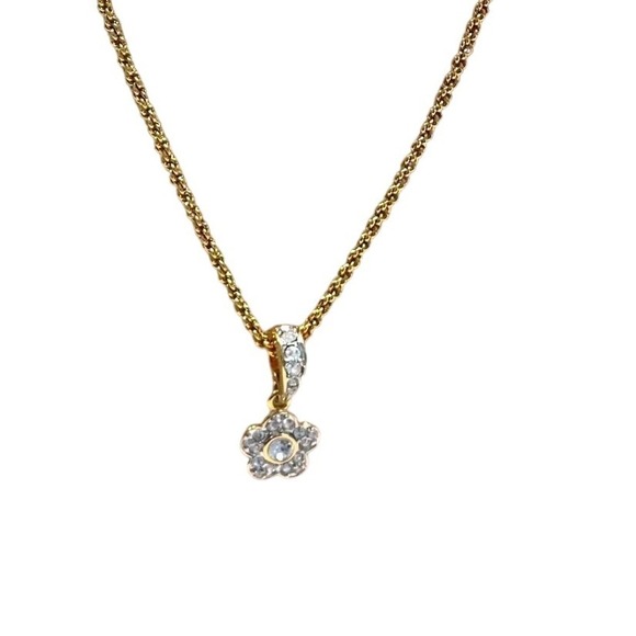 Swarovski Jewelry - Swarovski Gold-Tone Crystal Flower Pendant Necklace Rope Chain, 18"